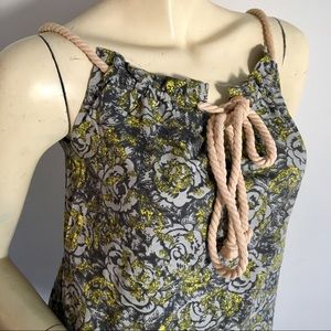 🔴 kimchi blue and yellow floral tank top with rope tie size extra small